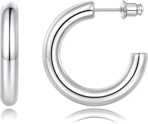 Chunky Gold Hoop Earrings Set 14K Gold Plated Open Hoops Earrings Lightweight Small Gold Hoop Earrings 20/30/40/50mm