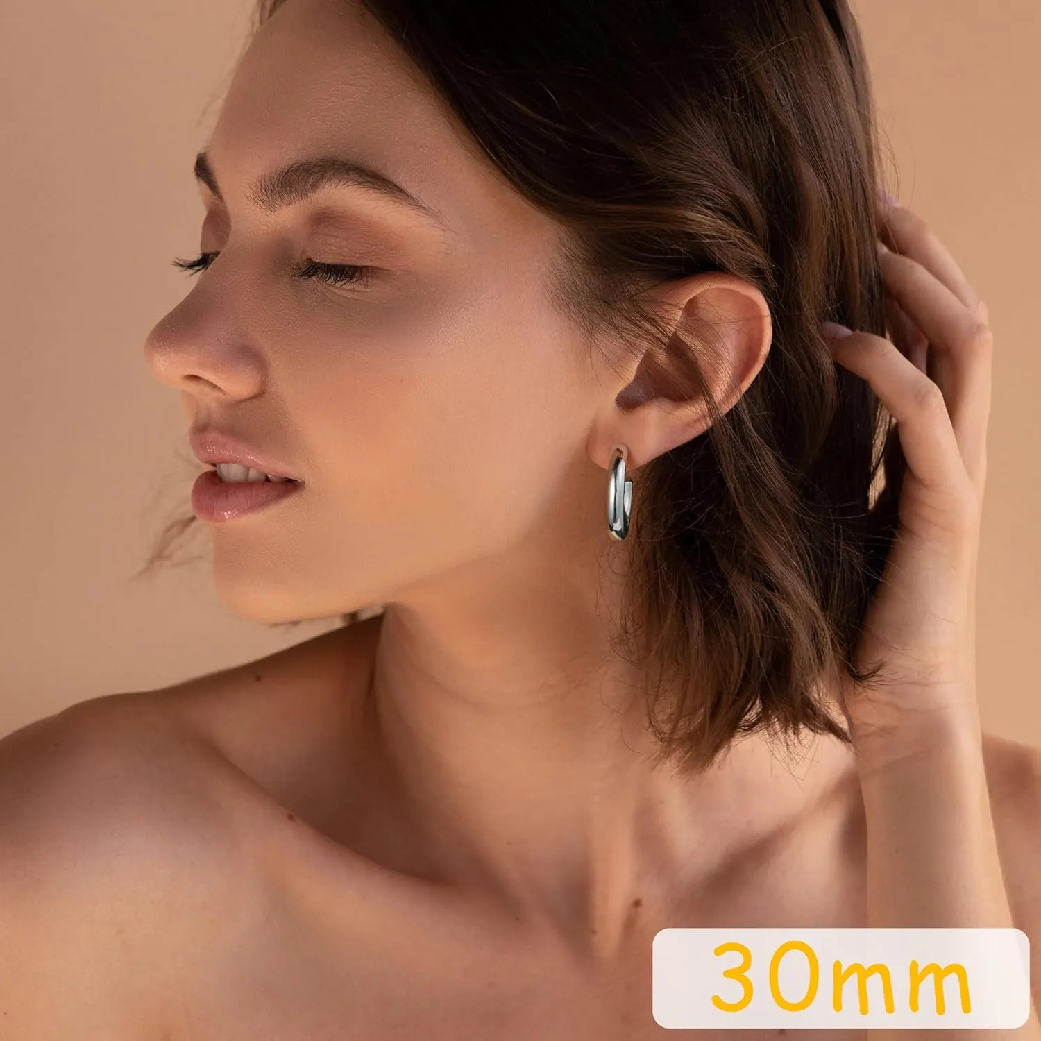 Chunky Gold Hoop Earrings Set 14K Gold Plated Open Hoops Earrings Lightweight Small Gold Hoop Earrings 20/30/40/50mm