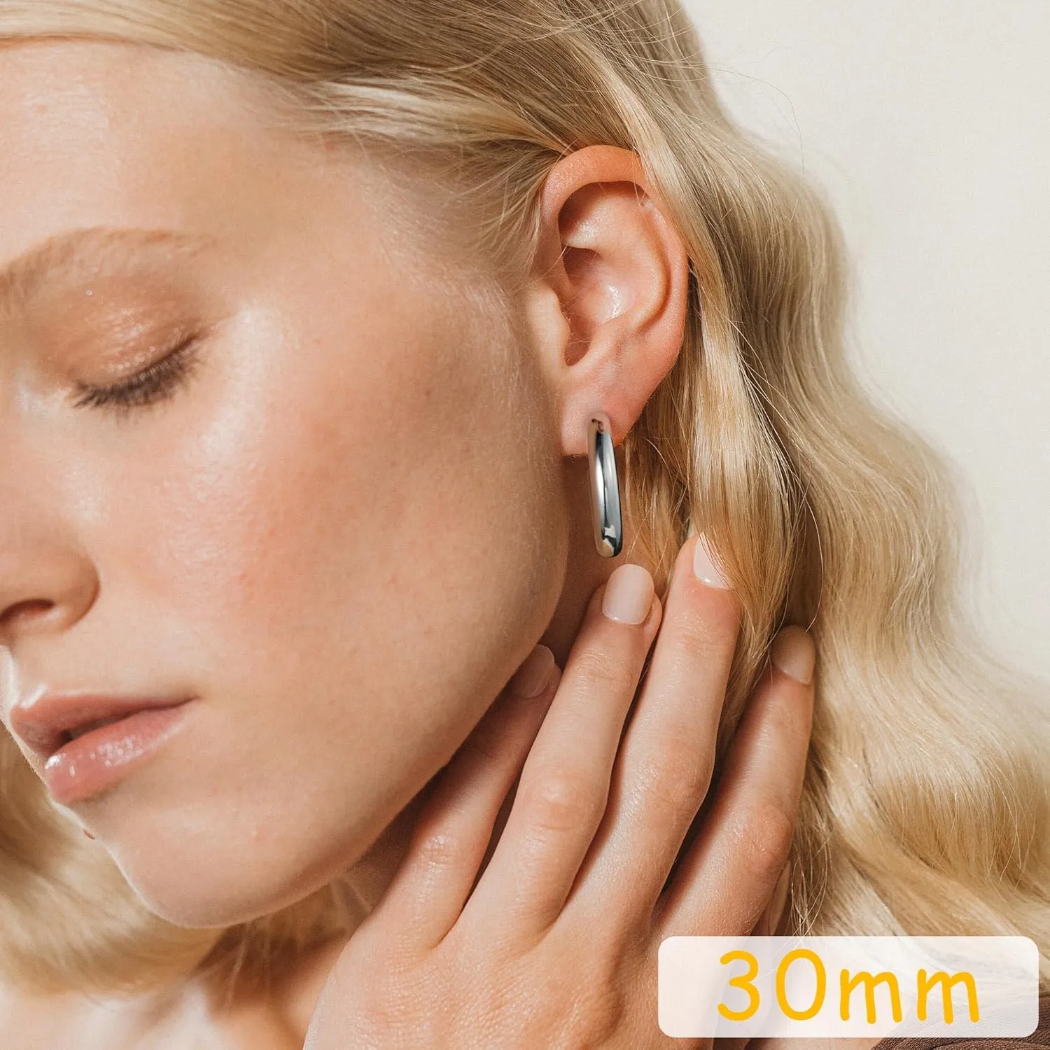 Chunky Gold Hoop Earrings Set 14K Gold Plated Open Hoops Earrings Lightweight Small Gold Hoop Earrings 20/30/40/50mm