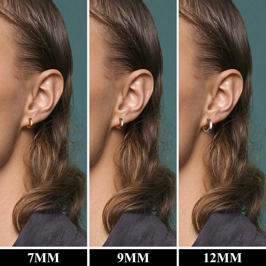 Classic 3/4/5 Pairs Small Hoop Earrings for Men Women Gold/Silver/Black Stainless Steel Huggie Hoop Earring Hypoallergenic Piercing Jewelry Set 7/9/12/14/16mm
