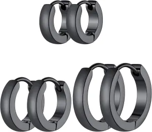 Classic 3/4/5 Pairs Small Hoop Earrings for Men Women Gold/Silver/Black Stainless Steel Huggie Hoop Earring Hypoallergenic Piercing Jewelry Set 7/9/12/14/16mm