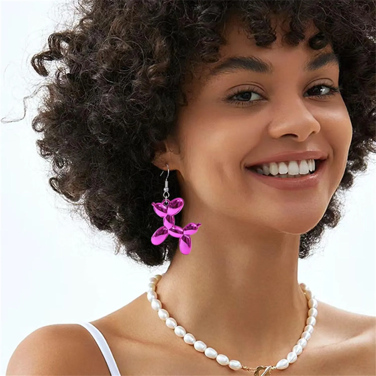 coadipress Resin Sweet Dog Dangle Earrings for Women Kawaii Luminous Shining Balloon Puppy 3D Lifelike Cute Animal Earring Charm Jewelry