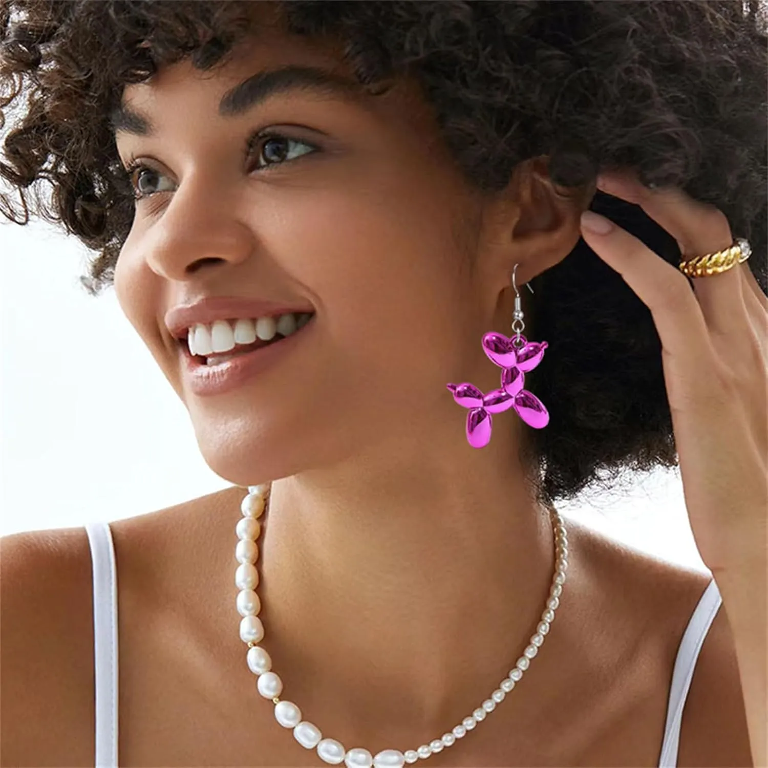 coadipress Resin Sweet Dog Dangle Earrings for Women Kawaii Luminous Shining Balloon Puppy 3D Lifelike Cute Animal Earring Charm Jewelry