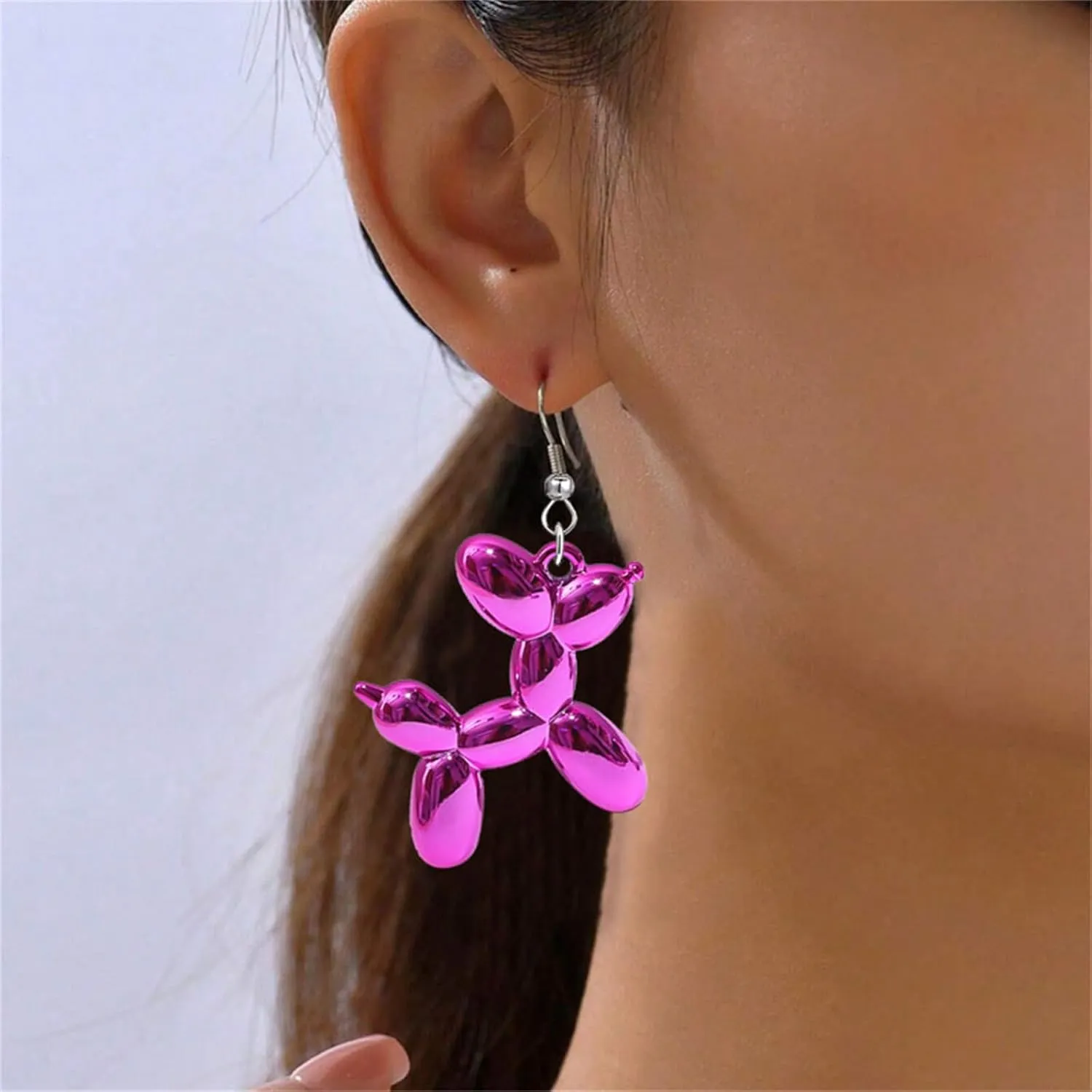coadipress Resin Sweet Dog Dangle Earrings for Women Kawaii Luminous Shining Balloon Puppy 3D Lifelike Cute Animal Earring Charm Jewelry