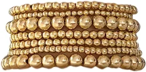 COLORFUL BLING 5-7Pcs Layered Bohemia Stackable Bracelets Set Indian Gold Bead Ball Stretch Bracelet Friendship Boho Jewelry for Women