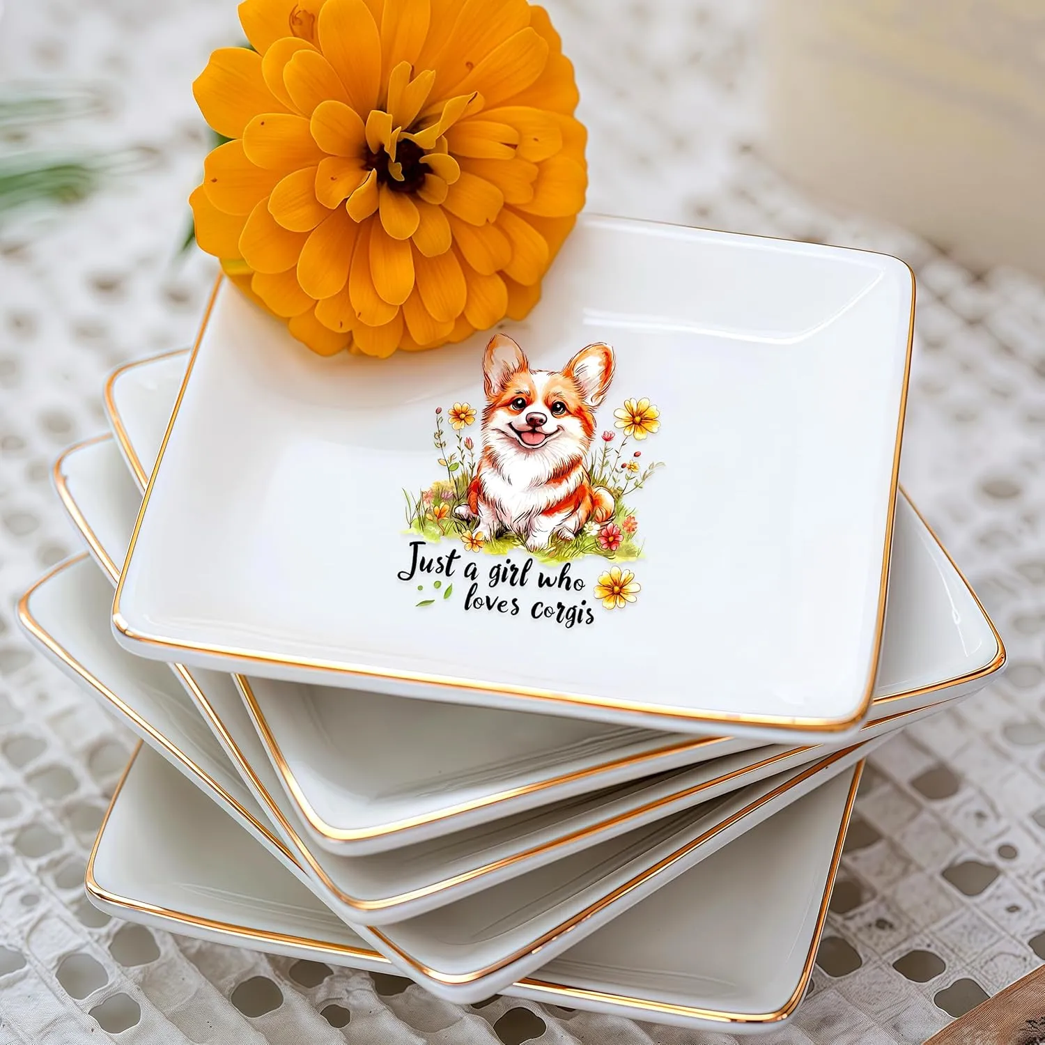 Corgi Jewelry Ring Holder Dish Tray, Gifts For Women Teens Girls Kids, Corgi Lovers Themed Stuff Things Decor Merch Home Room Ring Earrings Necklace Organizer Holder!