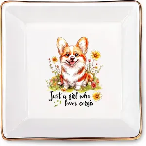 Corgi Jewelry Ring Holder Dish Tray, Gifts For Women Teens Girls Kids, Corgi Lovers Themed Stuff Things Decor Merch Home Room Ring Earrings Necklace Organizer Holder!