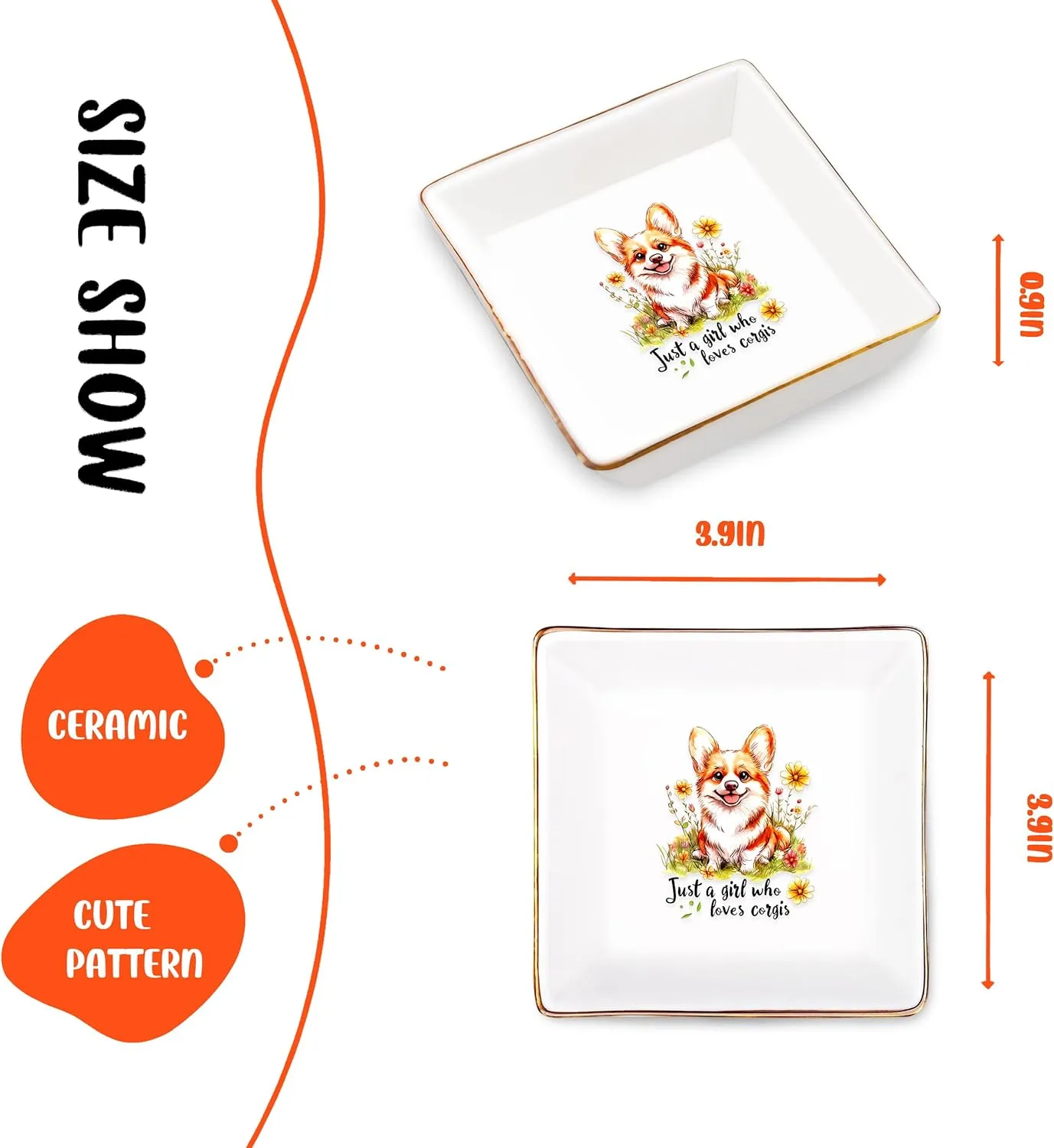 Corgi Jewelry Ring Holder Dish Tray, Gifts For Women Teens Girls Kids, Corgi Lovers Themed Stuff Things Decor Merch Home Room Ring Earrings Necklace Organizer Holder!