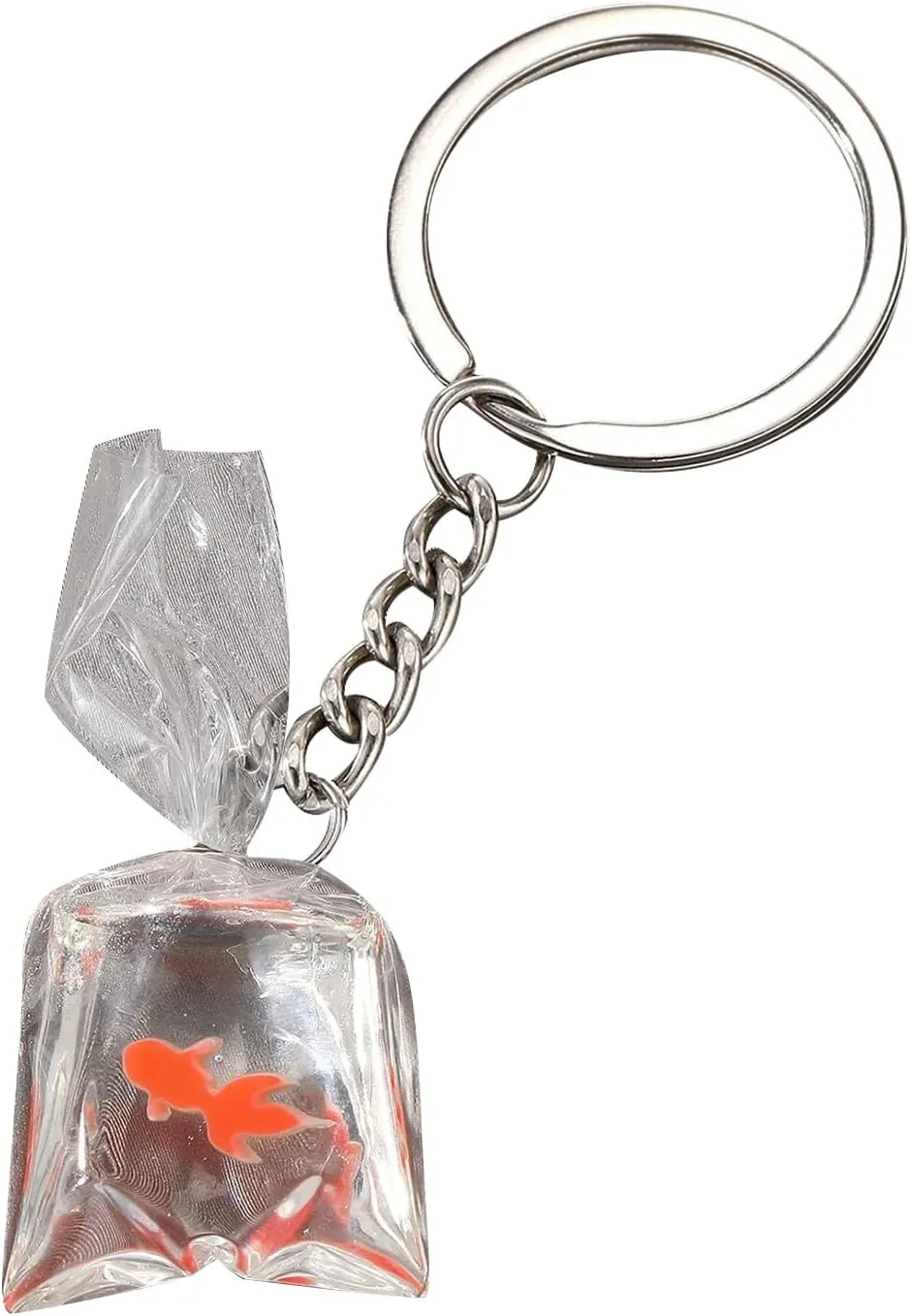 Creative Resin Water Bag Keychain Charm Stylish Resin Fish Keychain with Transparent Water Bag Chic Hangings Decoration, as show