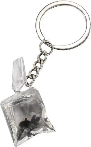 Creative Resin Water Bag Keychain Charm Stylish Resin Fish Keychain with Transparent Water Bag Chic Hangings Decoration, as show