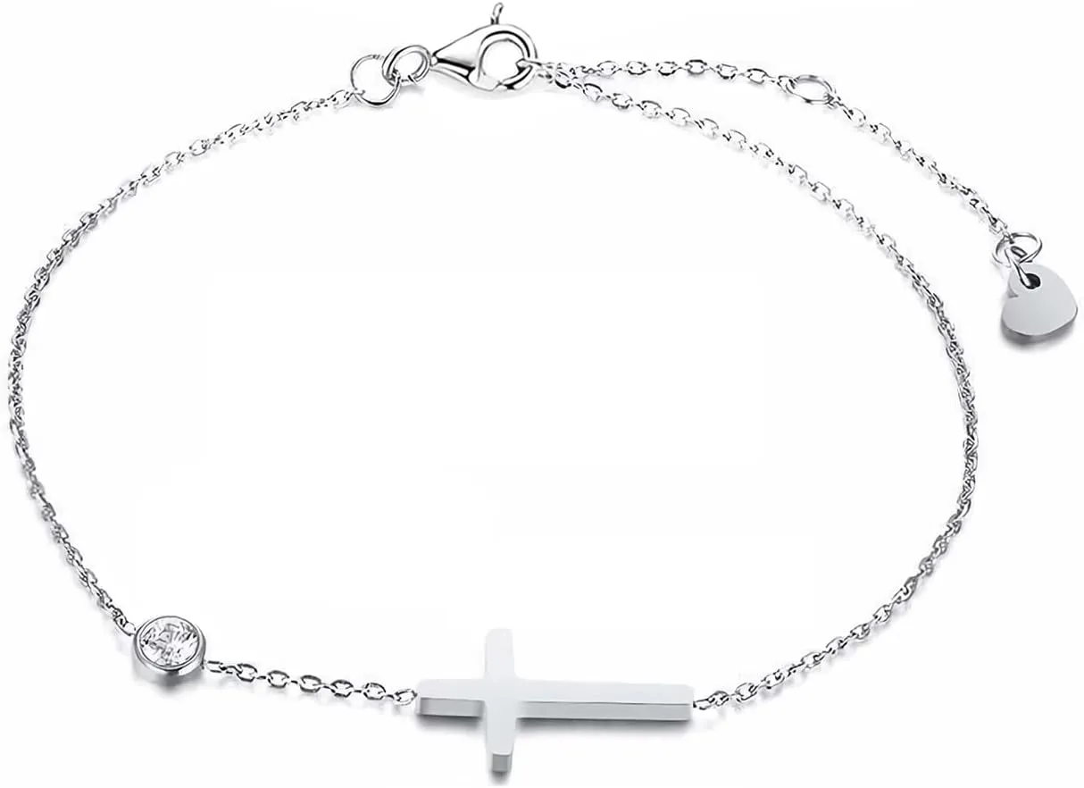 Cross Bracelet for Women Dainty Gold Diamond CZ Bracelets Jewelry Gifts for Women Religious Gift To Daughter Best Friend