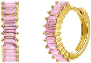 Cubic Zirconia Earrings for Women Colorful Hoop Earrings Birthstone Crystal Round Huggie Hoops Minimalist Hooped Fashion Jewelry