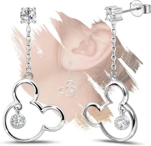 Cute Stud Earrings for Girls Teens Women - Sterling Silver Hypoallergenic Cubic Zirconia Mouse Drop Dangle Earrings Dainty Sweet Red Bow Earrings Studs Post Fashion Jewelry Gifts for Christmas
