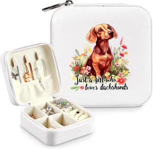 Dachshund Jewelry Box, Gifts For Kids Teens Girls Age 8-12, Dachshund Lovers Stuff Items Accessories Things Merchandise Decor Merch, Travel Ring Earrings Necklace Organizer Holder!