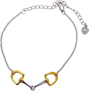 Dainty 2-Toned Horse Bit Bracelet  925 Sterling Silver in 18K Gold, 18K Rose Gold & Silver, Elegant Jewelry with Heritage-Inspired Minimalism
