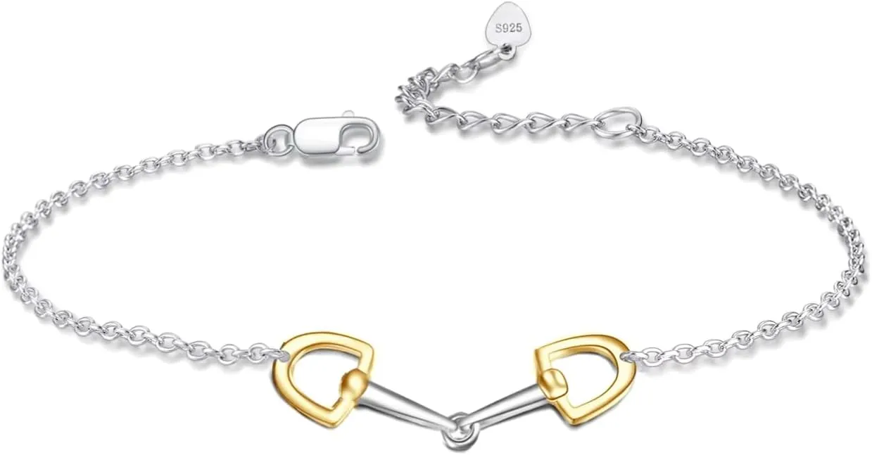 Dainty 2-Toned Horse Bit Bracelet  925 Sterling Silver in 18K Gold, 18K Rose Gold & Silver, Elegant Jewelry with Heritage-Inspired Minimalism