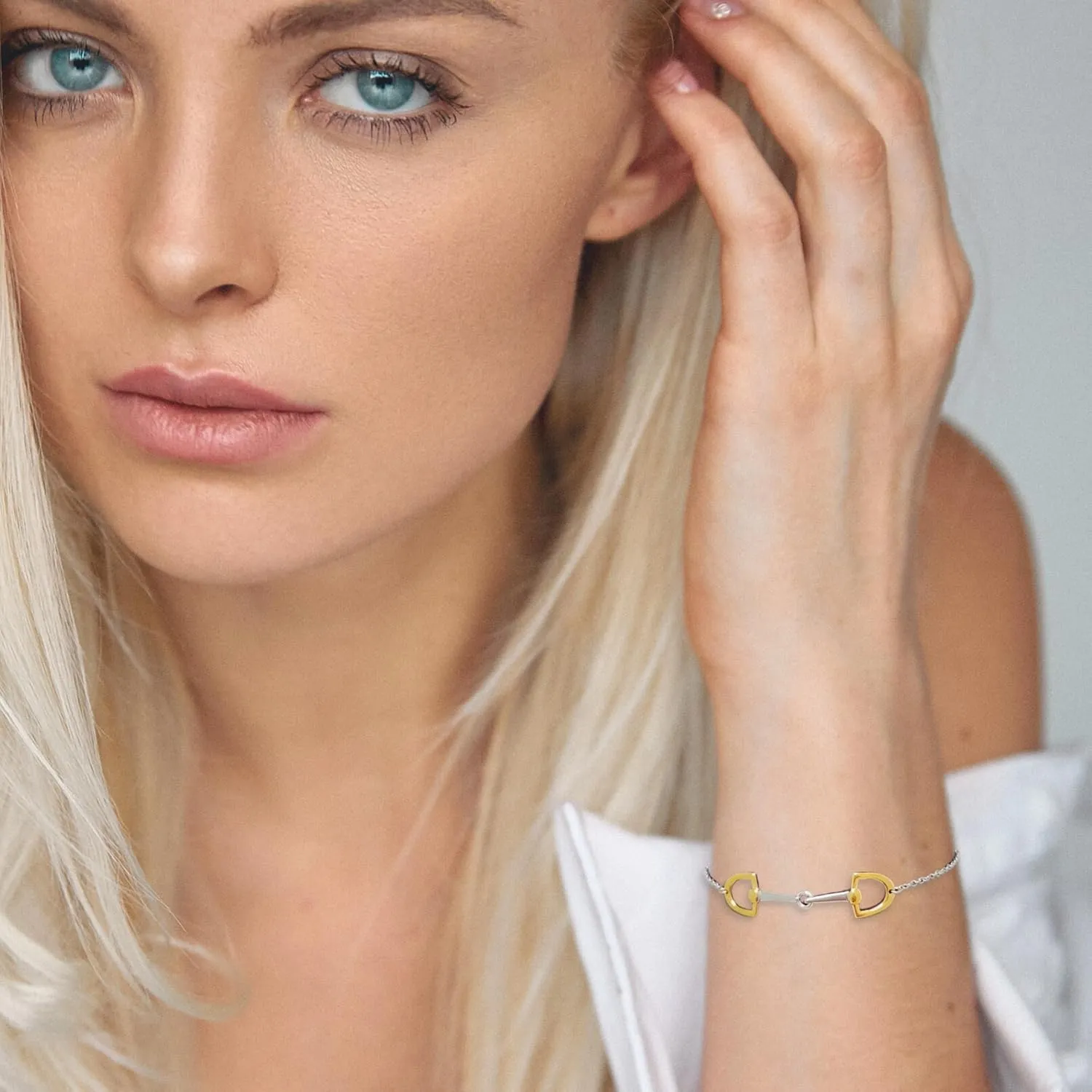Dainty 2-Toned Horse Bit Bracelet  925 Sterling Silver in 18K Gold, 18K Rose Gold & Silver, Elegant Jewelry with Heritage-Inspired Minimalism