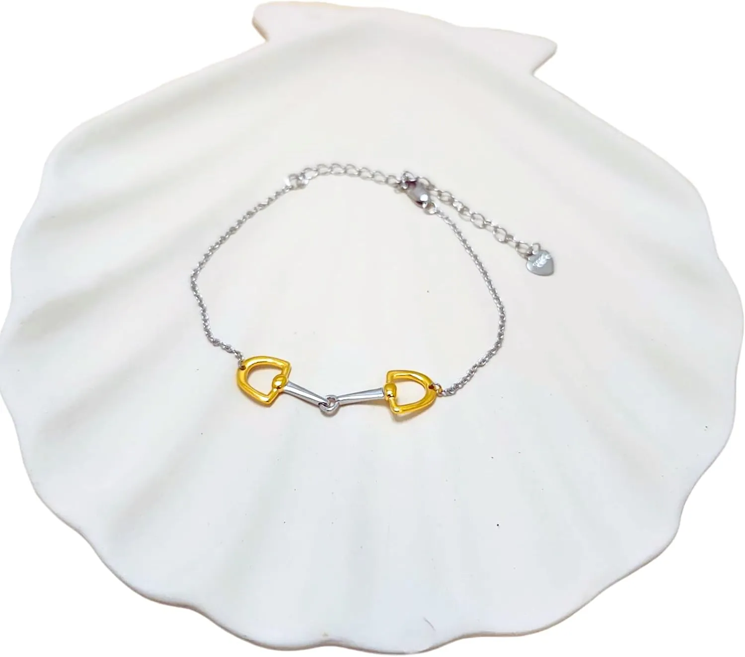 Dainty 2-Toned Horse Bit Bracelet  925 Sterling Silver in 18K Gold, 18K Rose Gold & Silver, Elegant Jewelry with Heritage-Inspired Minimalism