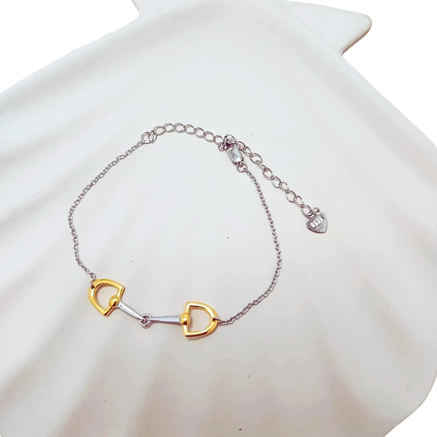 Dainty 2-Toned Horse Bit Bracelet  925 Sterling Silver in 18K Gold, 18K Rose Gold & Silver, Elegant Jewelry with Heritage-Inspired Minimalism