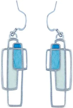 DANFORTH Prairie/Big Sky Wire Earrings for Women, Silver & Blue Vintage Boho Earrings: A Tribute to the Beautiful Flora & Vast Landscapes of America, Made In USA with Pewter & Surgical Steel, 1.6