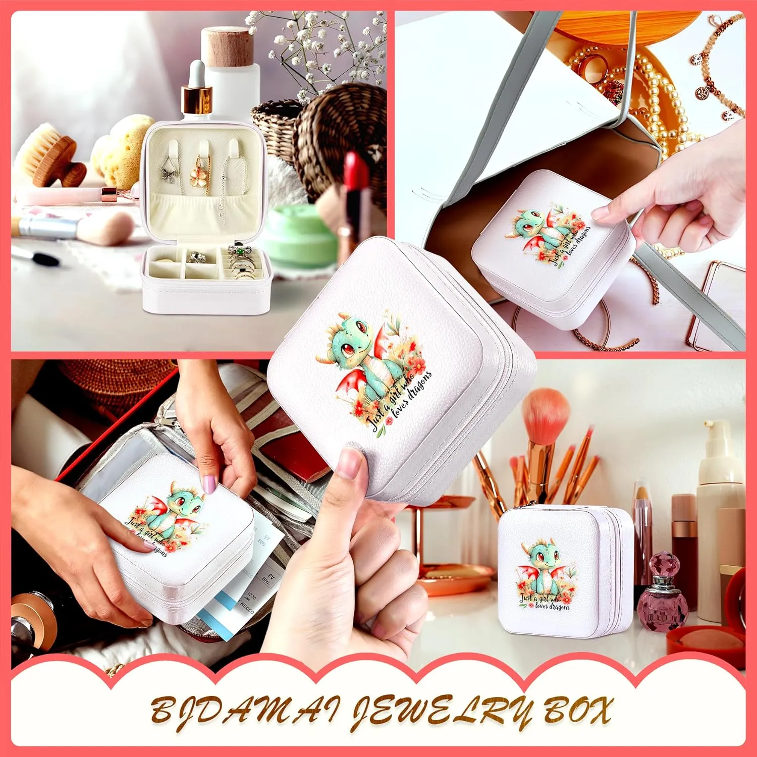 Dragon Jewelry Box, Gifts For Kids Teens Girls Age 8-12, Dragon Lovers Stuff Items Accessories Things Merchandise Decor Merch, Travel Ring Earrings Necklace Organizer Holder!
