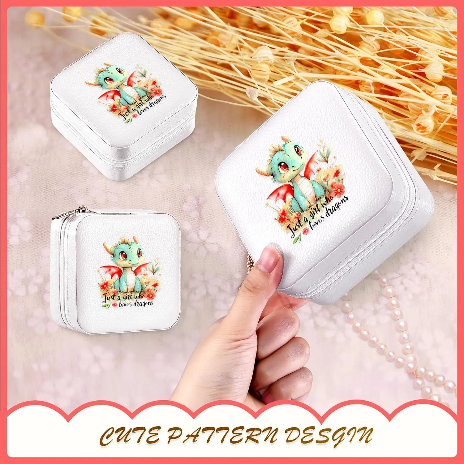 Dragon Jewelry Box, Gifts For Kids Teens Girls Age 8-12, Dragon Lovers Stuff Items Accessories Things Merchandise Decor Merch, Travel Ring Earrings Necklace Organizer Holder!