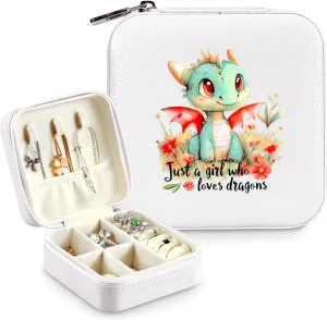 Dragon Jewelry Box, Gifts For Kids Teens Girls Age 8-12, Dragon Lovers Stuff Items Accessories Things Merchandise Decor Merch, Travel Ring Earrings Necklace Organizer Holder!