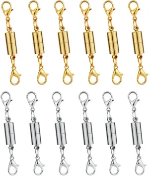 Dsmile Pack of 12pcs Gold Color and Silver Color Magnetic Lobster Clasp for Jewelry Necklace Bracelet