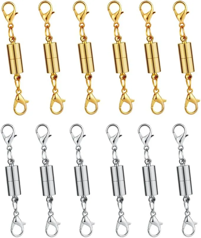 Dsmile Pack of 12pcs Gold Color and Silver Color Magnetic Lobster Clasp for Jewelry Necklace Bracelet