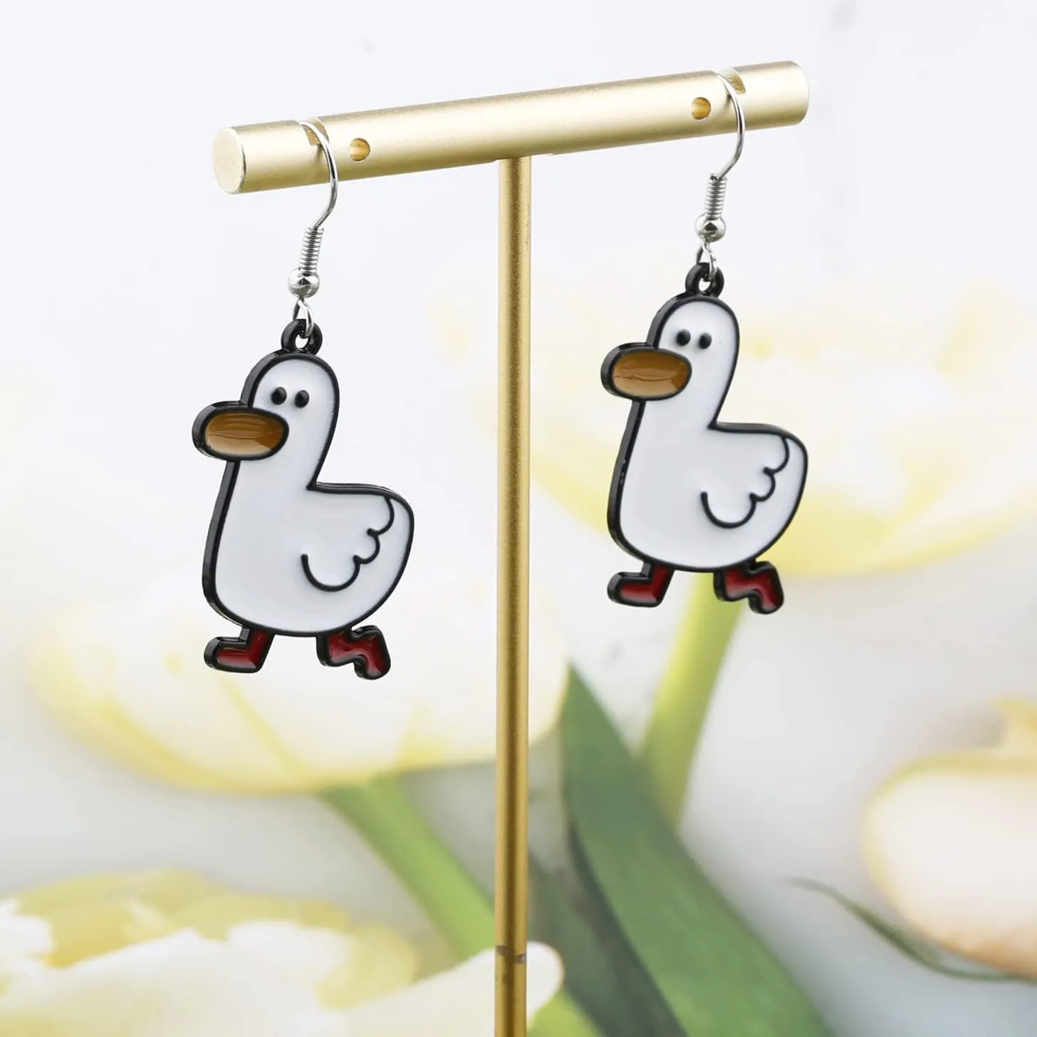 Duck Earrings Cute Duck Jewelry Animal Dangle Earrings Gift for Duck Lovers and Duck Loss Memorial Duck Owner Gift