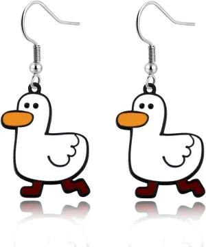 Duck Earrings Cute Duck Jewelry Animal Dangle Earrings Gift for Duck Lovers and Duck Loss Memorial Duck Owner Gift