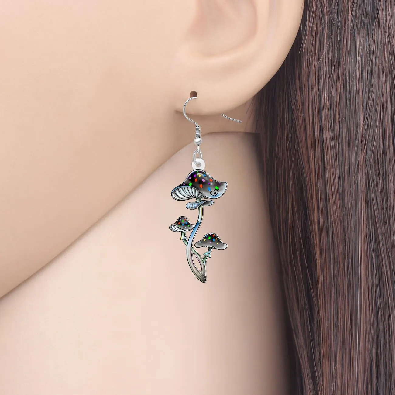 DUOWEI Acrylic Colorful Mushroom Earrings Dangle Nature Inspired Cute Plant Dangling Hypoallergenic Jewelry Gifts Ideas for Women Mom Mushroom Lovers Gifts Charms