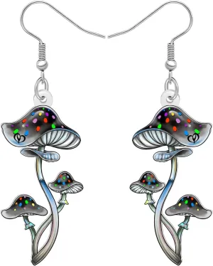 DUOWEI Acrylic Colorful Mushroom Earrings Dangle Nature Inspired Cute Plant Dangling Hypoallergenic Jewelry Gifts Ideas for Women Mom Mushroom Lovers Gifts Charms