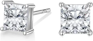 EAMTI 1 Carat 925 Sterling Silver Cubic Zirconia Stud Earrings for Women CZ Stud Small Cute Earrings Hypoallergenic