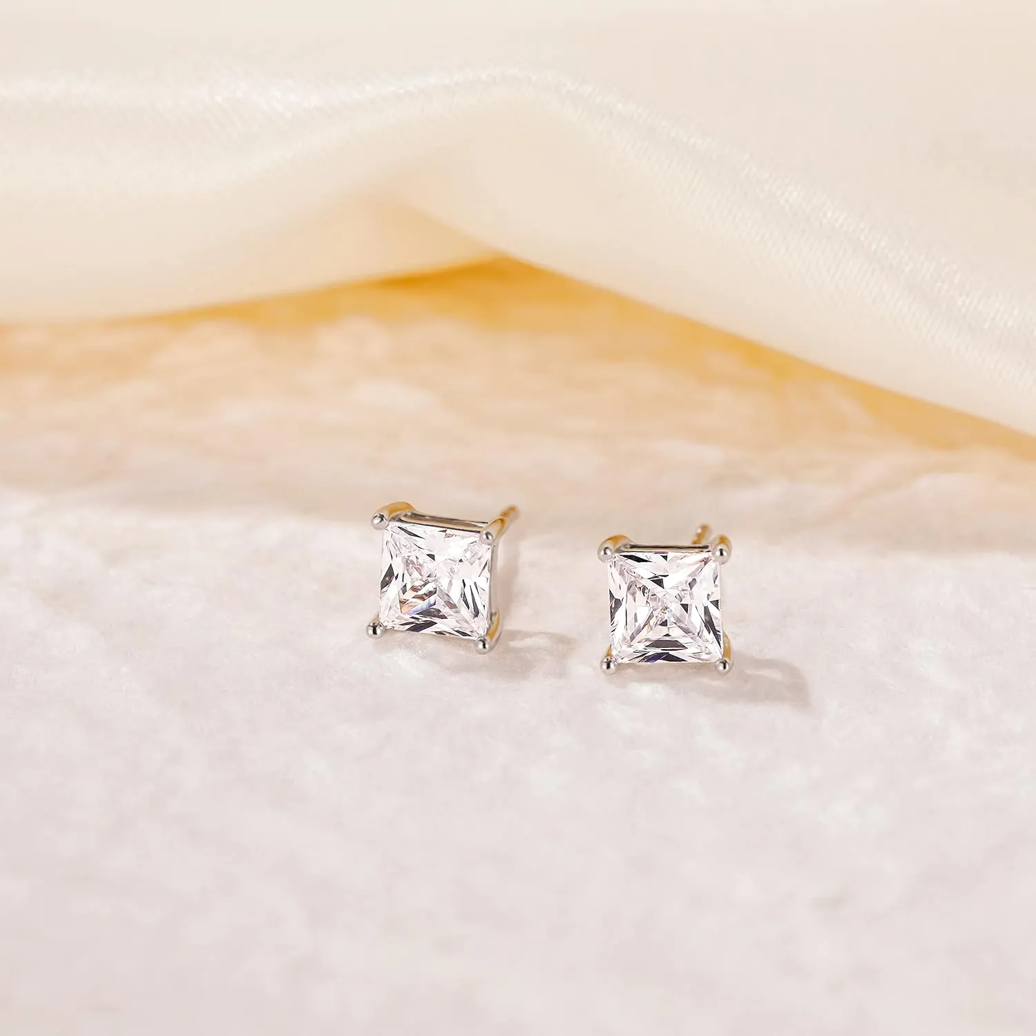 EAMTI 1 Carat 925 Sterling Silver Cubic Zirconia Stud Earrings for Women CZ Stud Small Cute Earrings Hypoallergenic