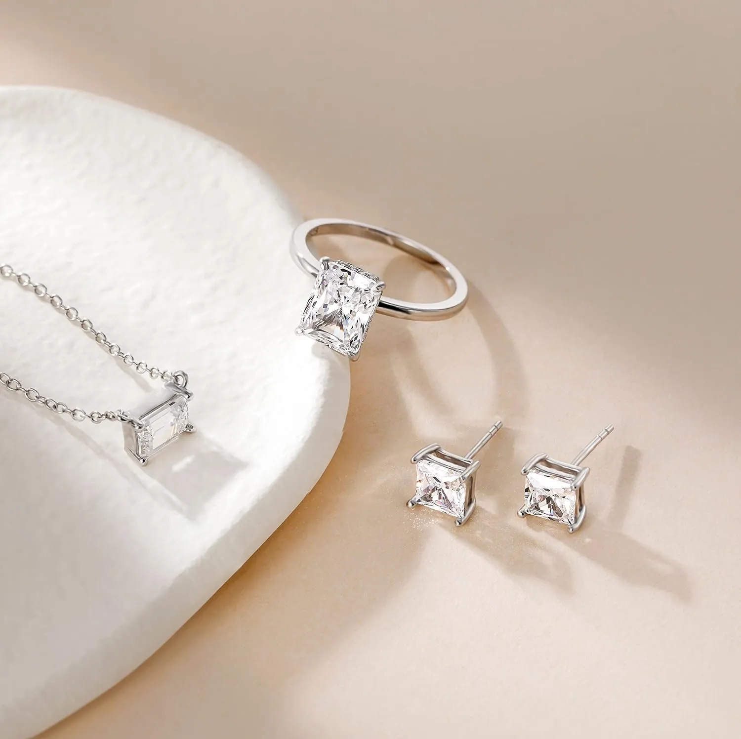 EAMTI 1 Carat 925 Sterling Silver Cubic Zirconia Stud Earrings for Women CZ Stud Small Cute Earrings Hypoallergenic