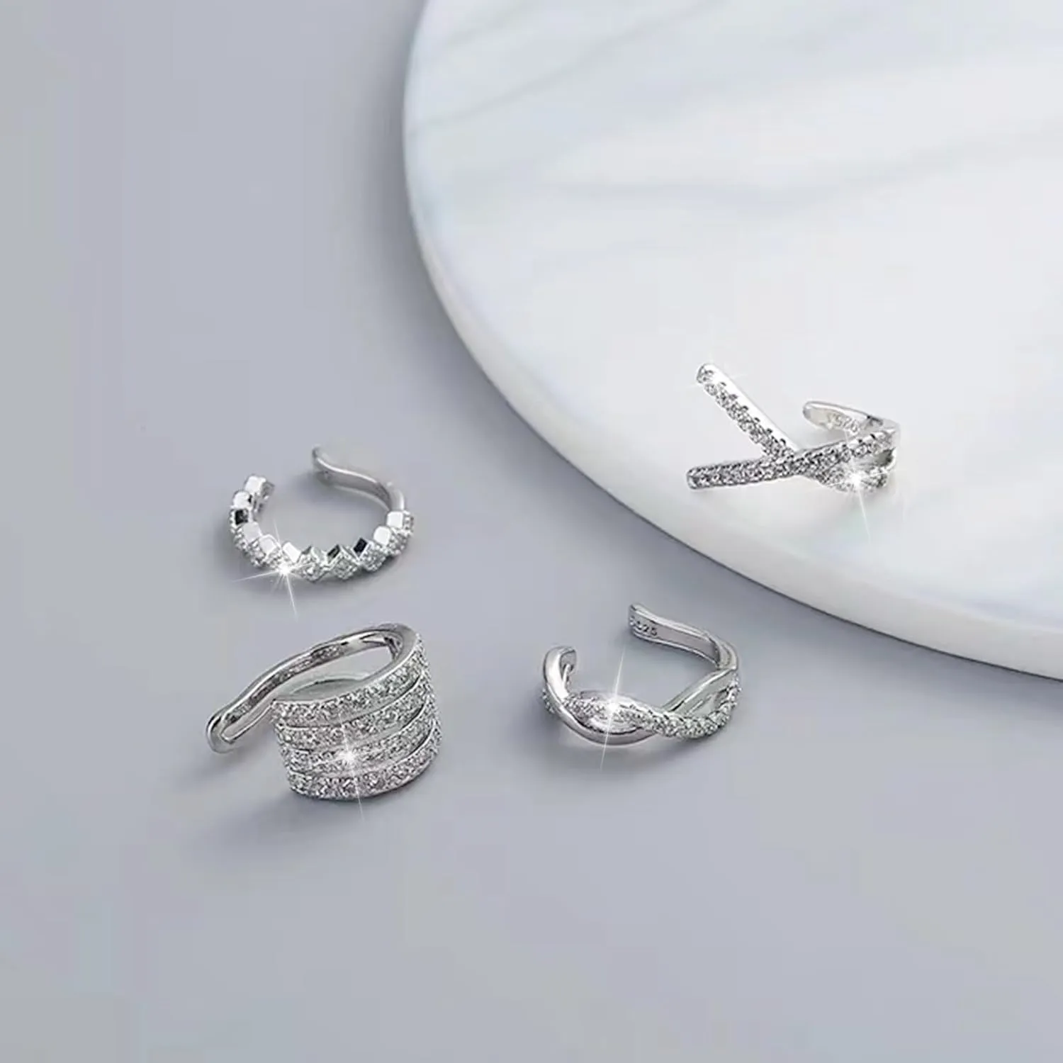 Ear Cuff Earrings for Women Gold and Silver Earrings Two Tone Earring Mixed Metal Ear Cuffs Non Piercing Clip on Cartilage Earring