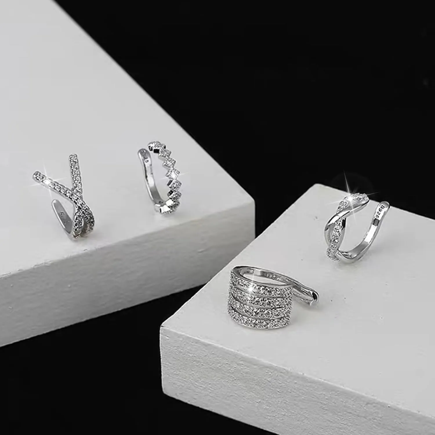 Ear Cuff Earrings for Women Gold and Silver Earrings Two Tone Earring Mixed Metal Ear Cuffs Non Piercing Clip on Cartilage Earring
