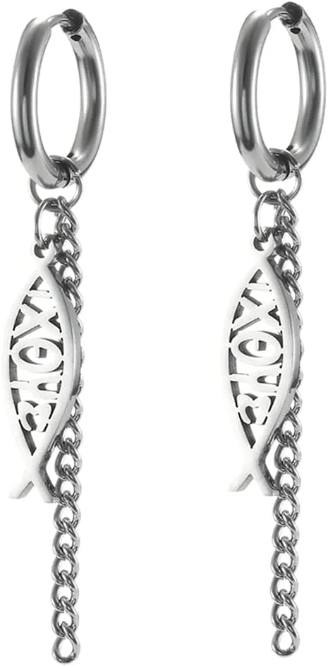 Earrings For Women Jesus Fish Faith Symbol Earrings Stainless Steel Chic Arc Fish Hook Earrings Christian Jewelry