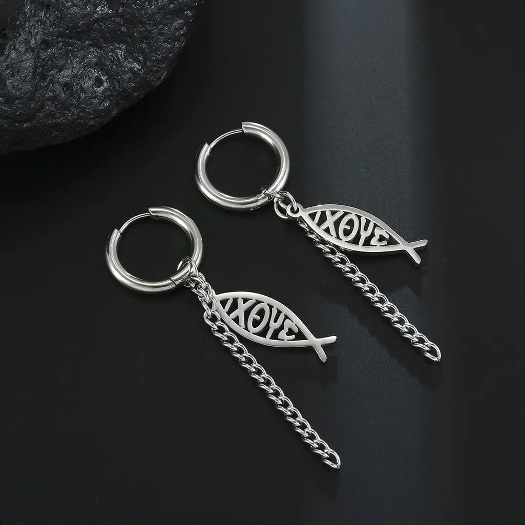 Earrings For Women Jesus Fish Faith Symbol Earrings Stainless Steel Chic Arc Fish Hook Earrings Christian Jewelry