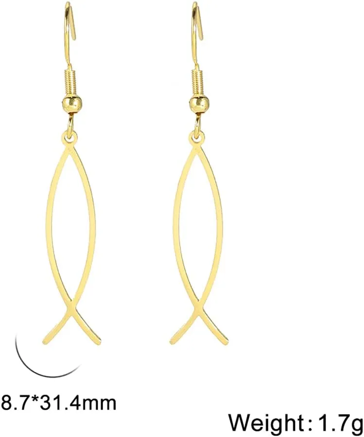 Earrings For Women Jesus Fish Faith Symbol Earrings Stainless Steel Chic Arc Fish Hook Earrings Christian Jewelry