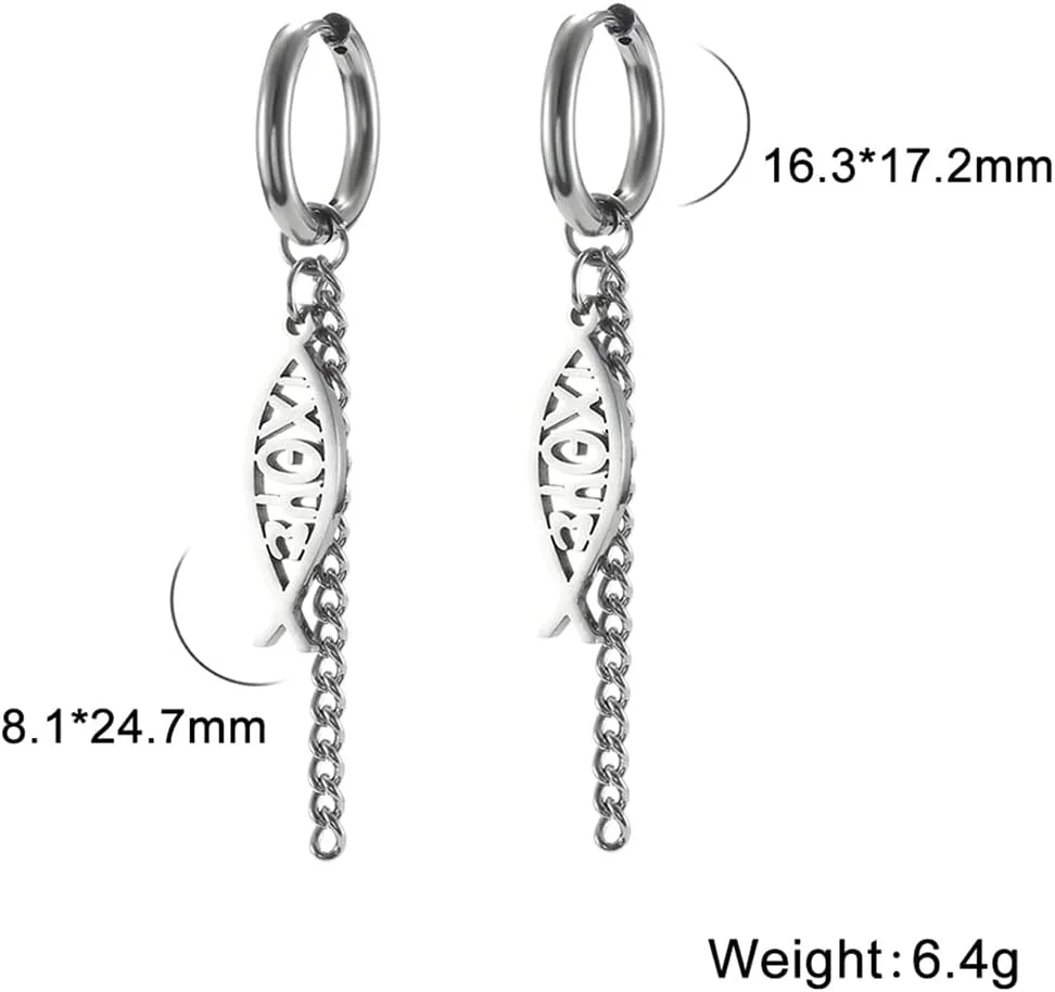 Earrings For Women Jesus Fish Faith Symbol Earrings Stainless Steel Chic Arc Fish Hook Earrings Christian Jewelry
