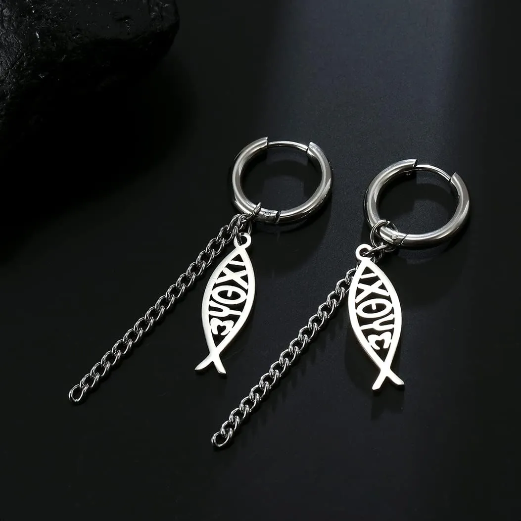 Earrings For Women Jesus Fish Faith Symbol Earrings Stainless Steel Chic Arc Fish Hook Earrings Christian Jewelry