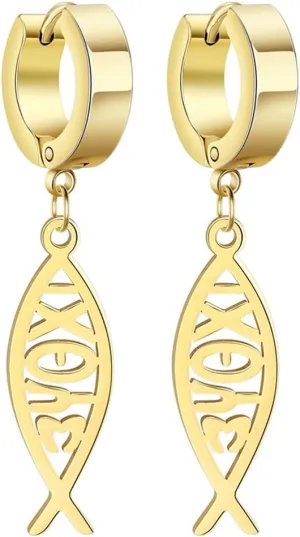 Earrings For Women Jesus Fish Faith Symbol Earrings Stainless Steel Chic Arc Fish Hook Earrings Christian Jewelry