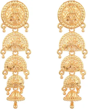 Efulgenz Indian Gold Tone Heart Shape Jhumka Earrings Dangle Statement Earrings Ethopian Style Jewelry for Women, Copper, No Gemstone