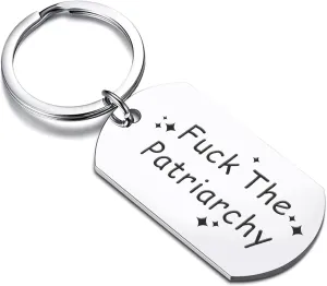 Fk The Patriarchy Keychain - Feminist Activist Gift for Women, Edgy Inspirational Keyring with Leather Pouch, Womens Rights Protest Keepsake, Girl Power Empowerment