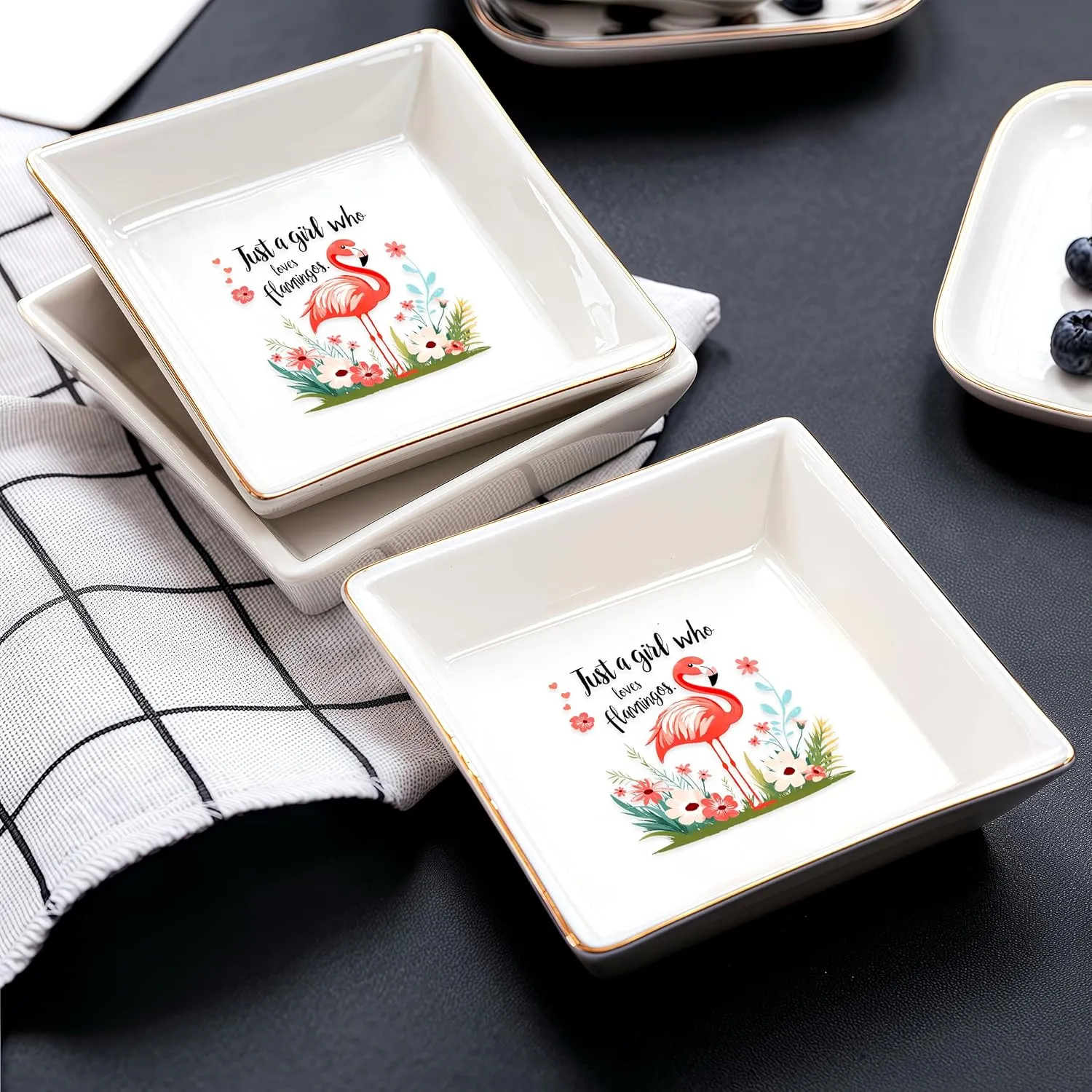 Flamingo Jewelry Ring Holder Dish Tray, Gifts For Women Teens Girls Kids, Flamingo Lovers Themed Stuff Things Decor Merch, Home Room Ring Earrings Necklace Organizer Holder!