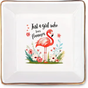 Flamingo Jewelry Ring Holder Dish Tray, Gifts For Women Teens Girls Kids, Flamingo Lovers Themed Stuff Things Decor Merch, Home Room Ring Earrings Necklace Organizer Holder!
