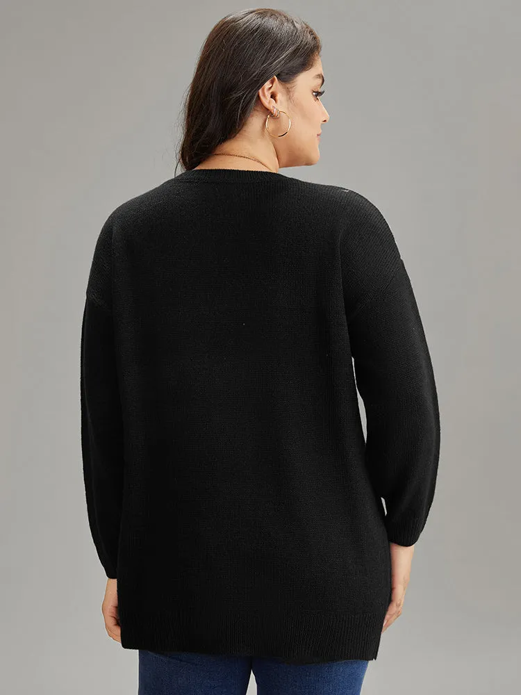Floral Print Two Tone Drop Shoulder Pullover