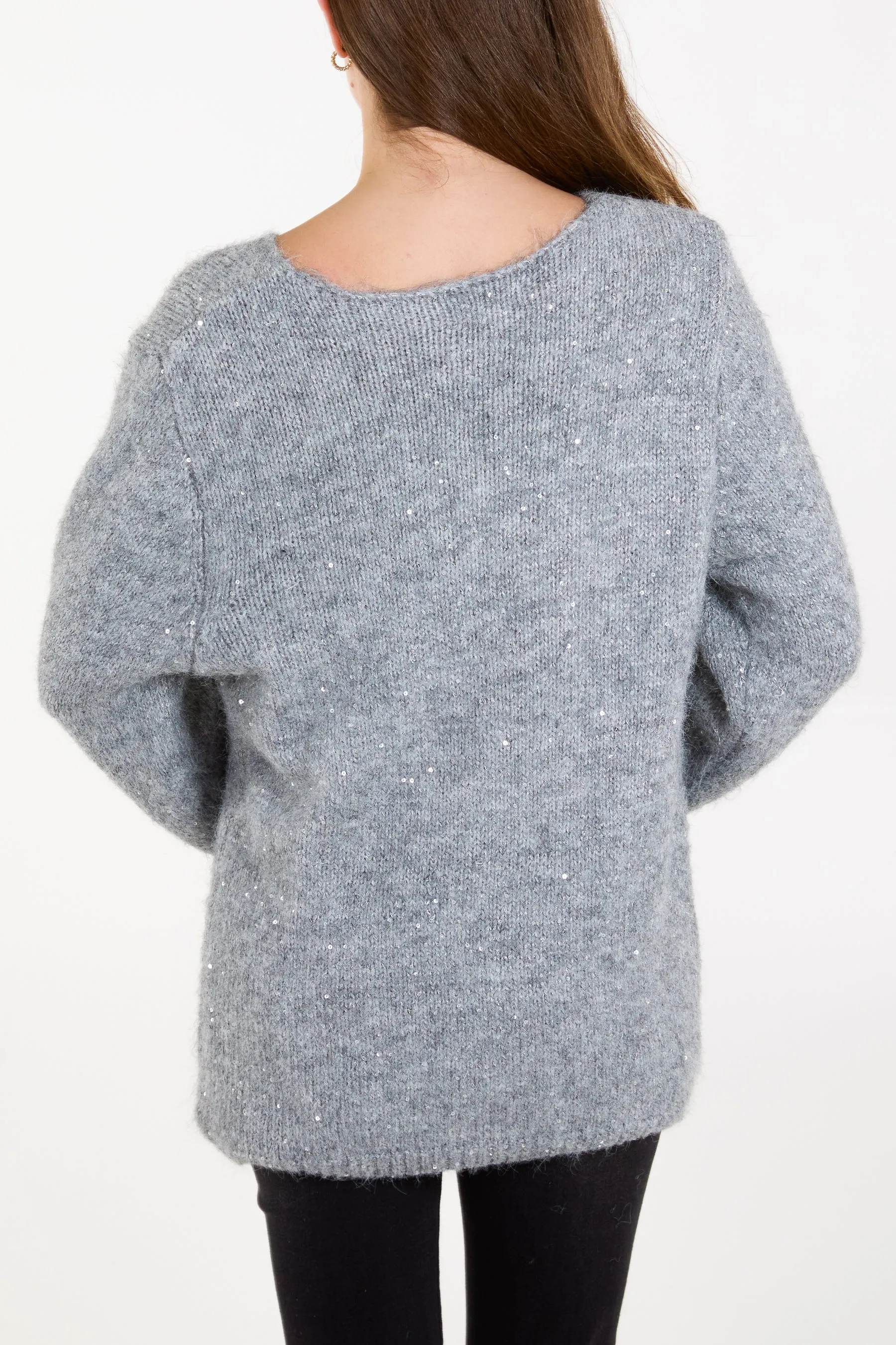 Fluffy Sequin Knit Jumper
